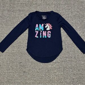 Navy Unicorn Long Sleeve Tee for Kids